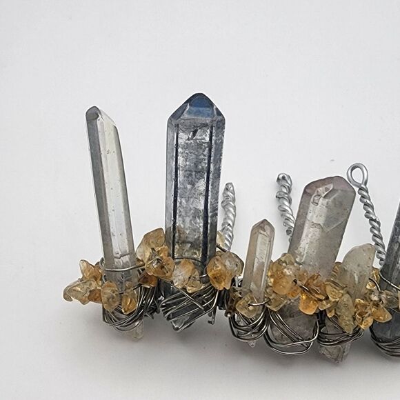 Aurora Borealis Coated Quartz & Citrine Crown
